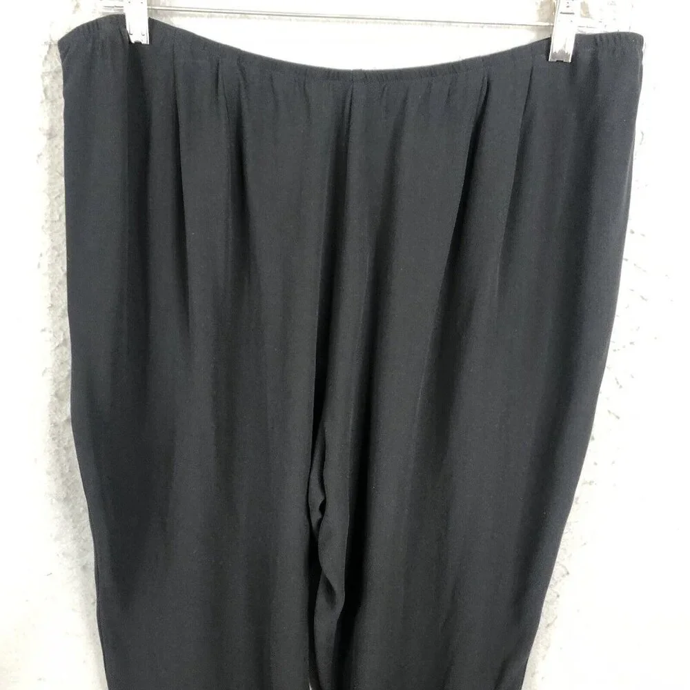 Eileen Fisher Silk Pants Womens Extra Large Black Georgette Crepe Career NEW - Picture 16 of 16